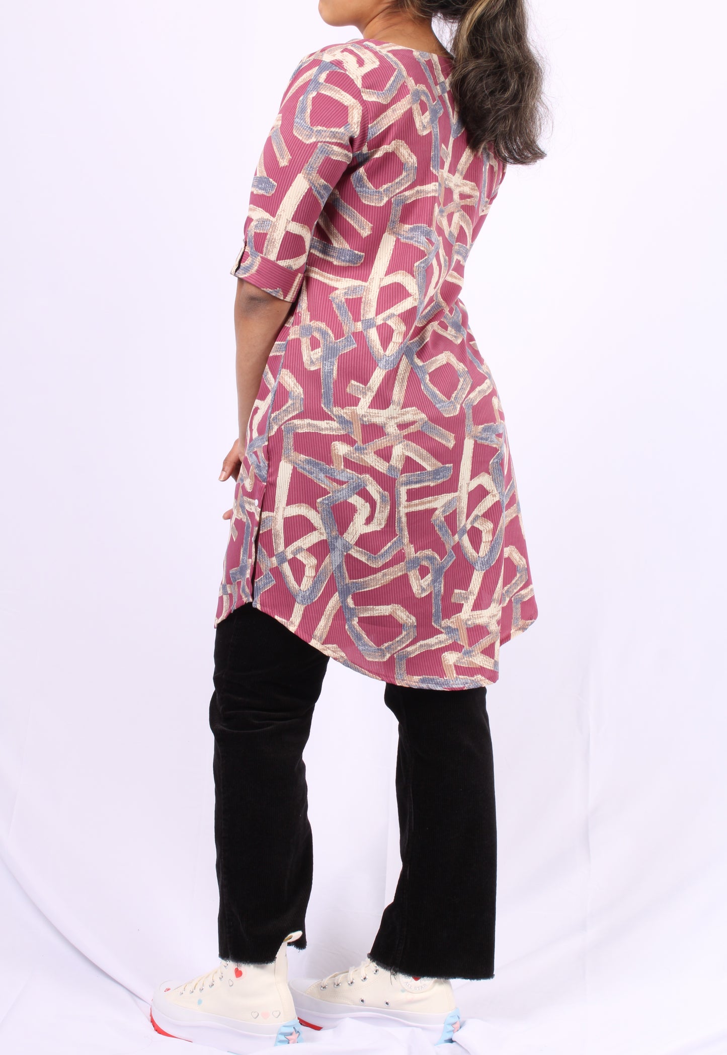 46-Kurti - Maroon Shade Abstract printed top/Short Kurti.