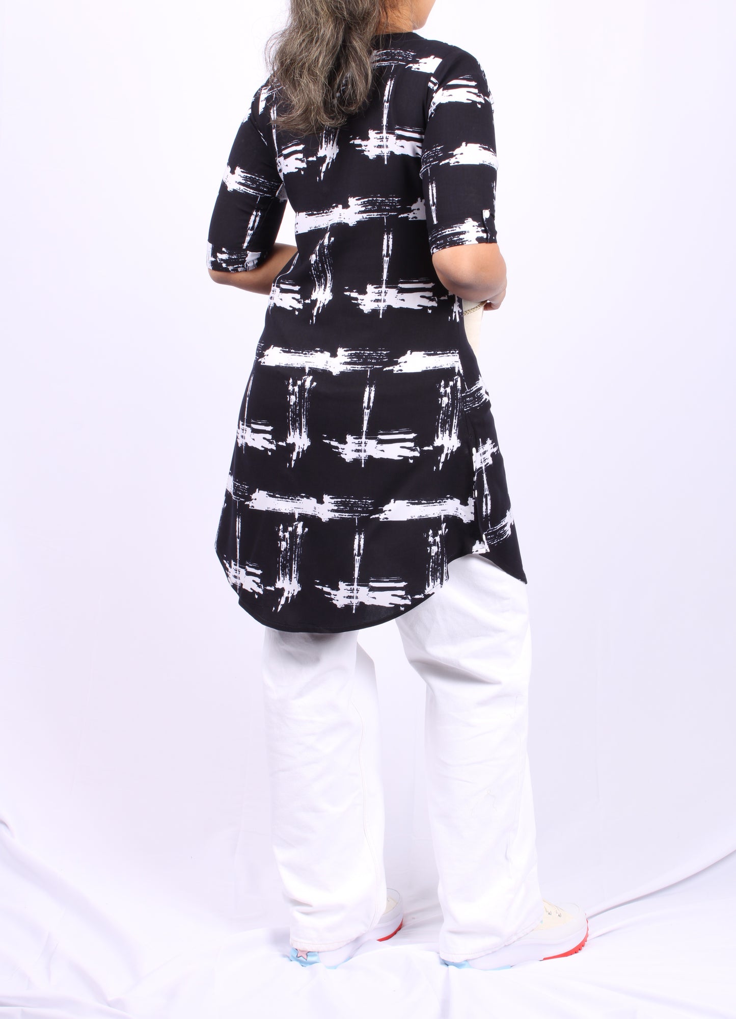 701 B - Kurti/Tunic - Abstract print - Black