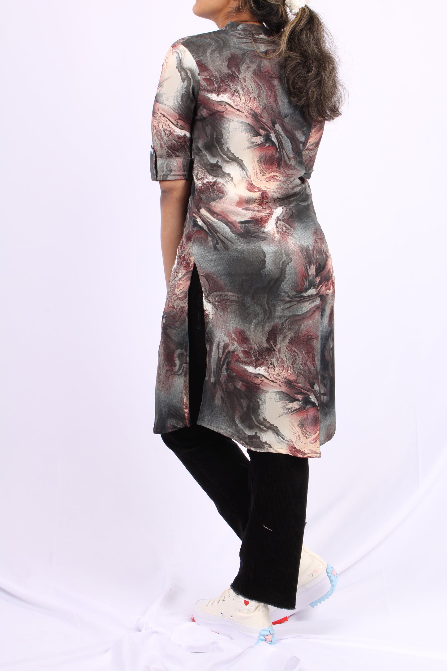 31-Kurti/Top - Ocean Wave Print Fit & Flare.