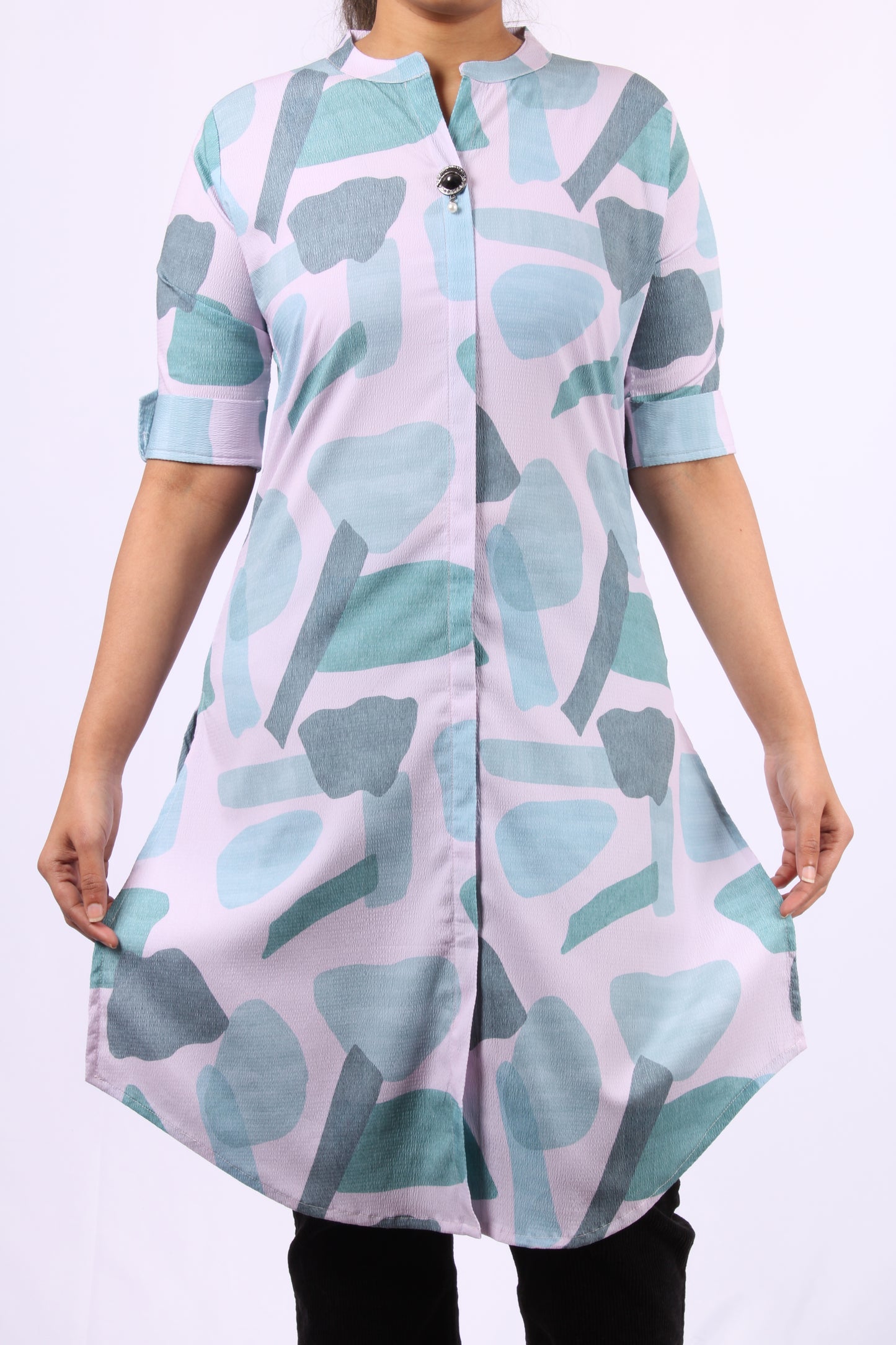 701 F - Kurti/Tunic - Abstract print - Light purple
