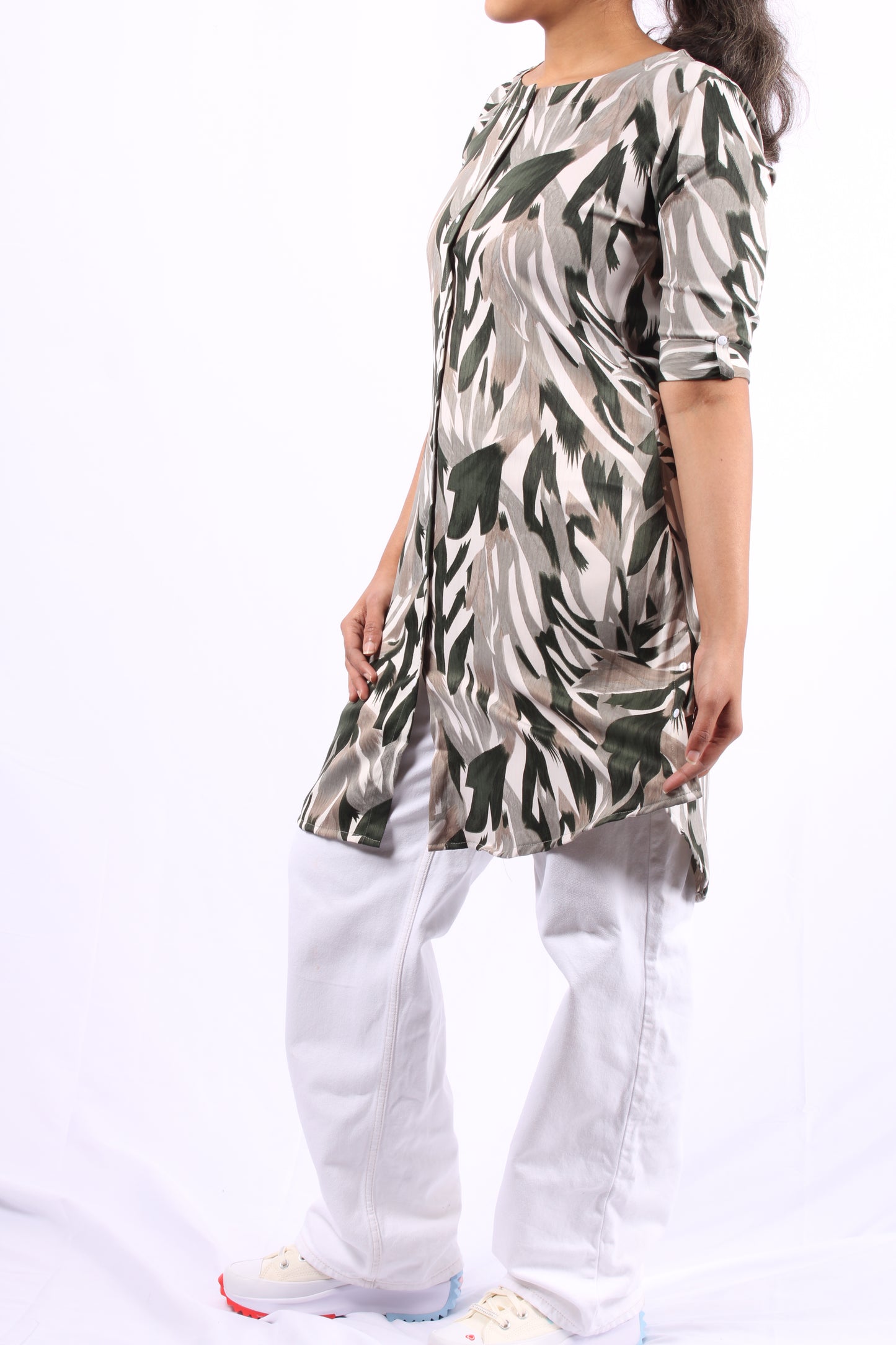 701 A - Kurti/Tunic - Abstract print - Green