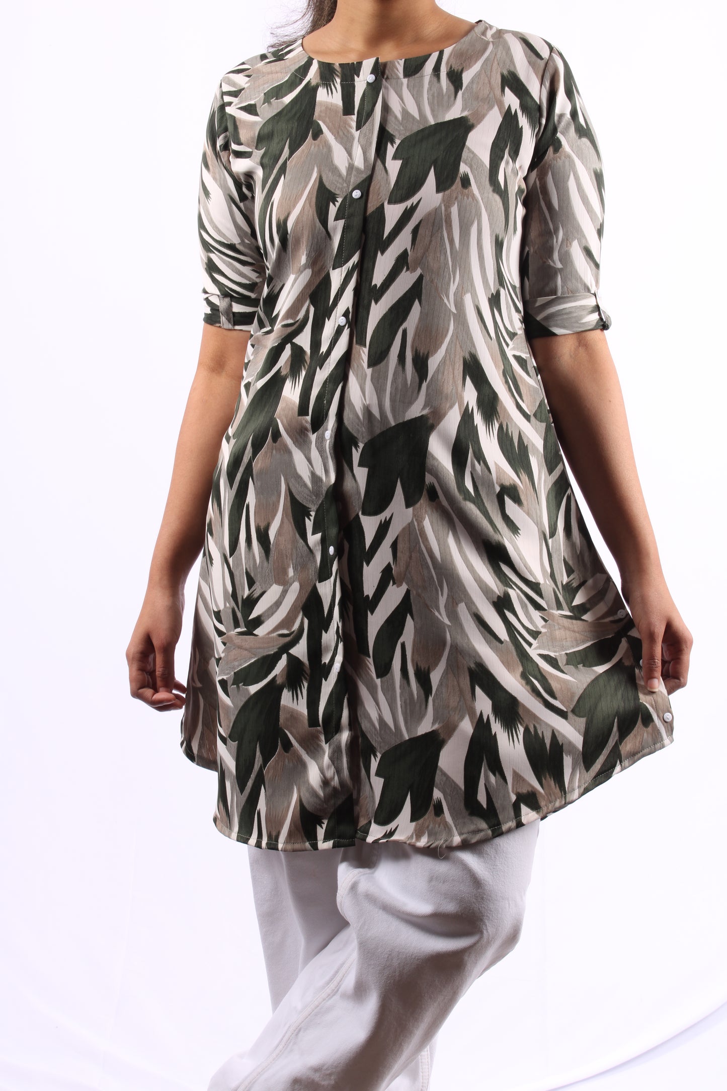 701 A - Kurti/Tunic - Abstract print - Green