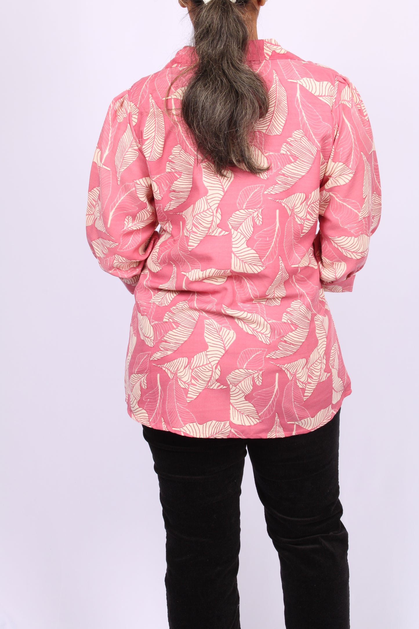 203-T- Marigold Lane Pink Floral Print top -CUFF sleeves