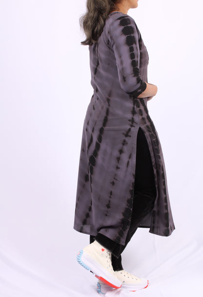 186-Kurti - Black beads Floral Embroidery.