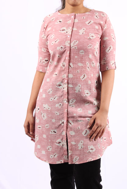 701 E - Kurti/Tunic - Abstract print - Pink