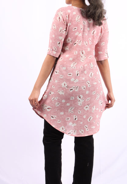 701 E - Kurti/Tunic - Abstract print - Pink