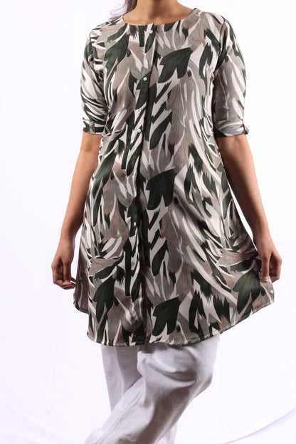 701 A - Kurti/Tunic - Abstract print - Green