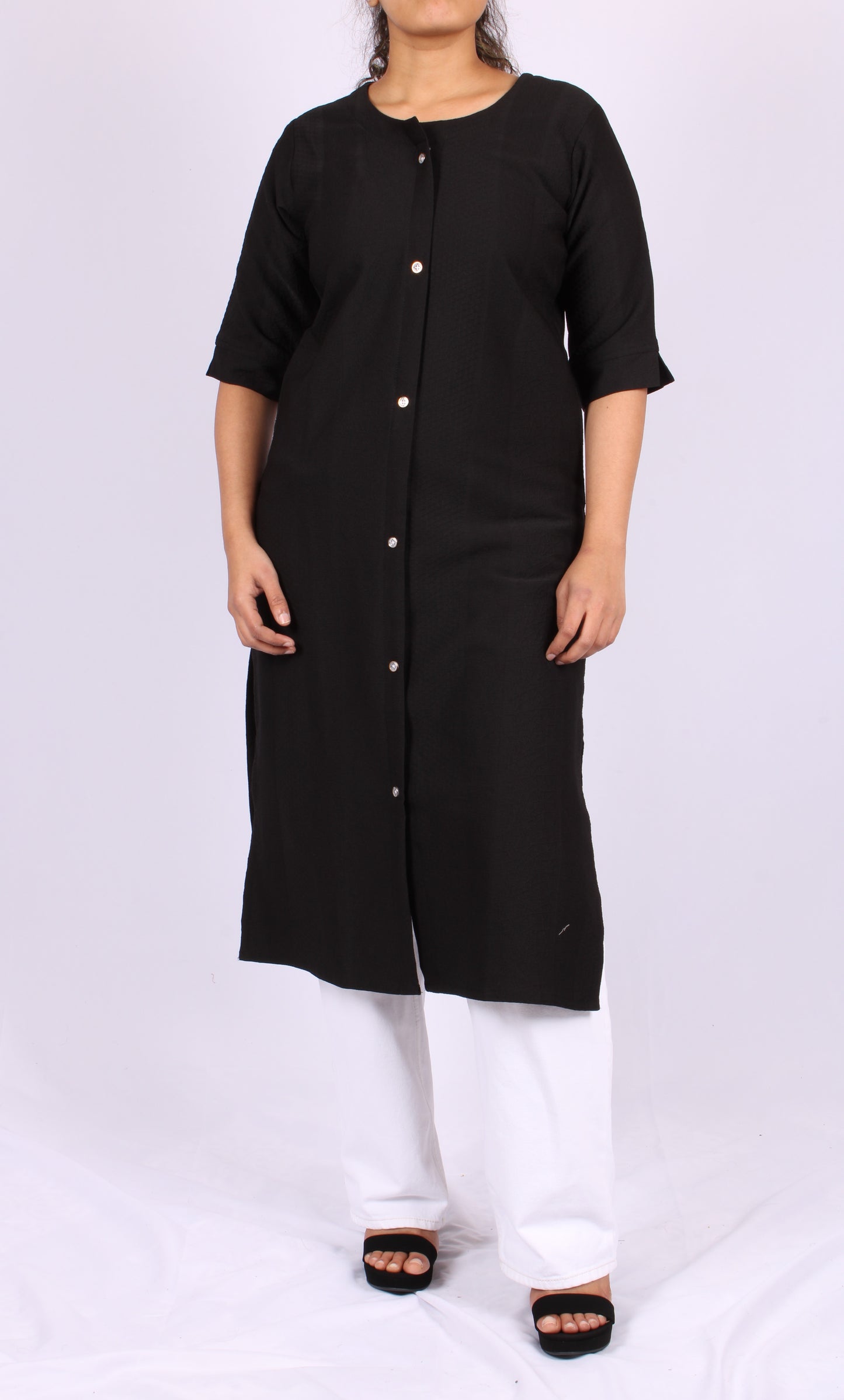 161-Kurti - Black textured