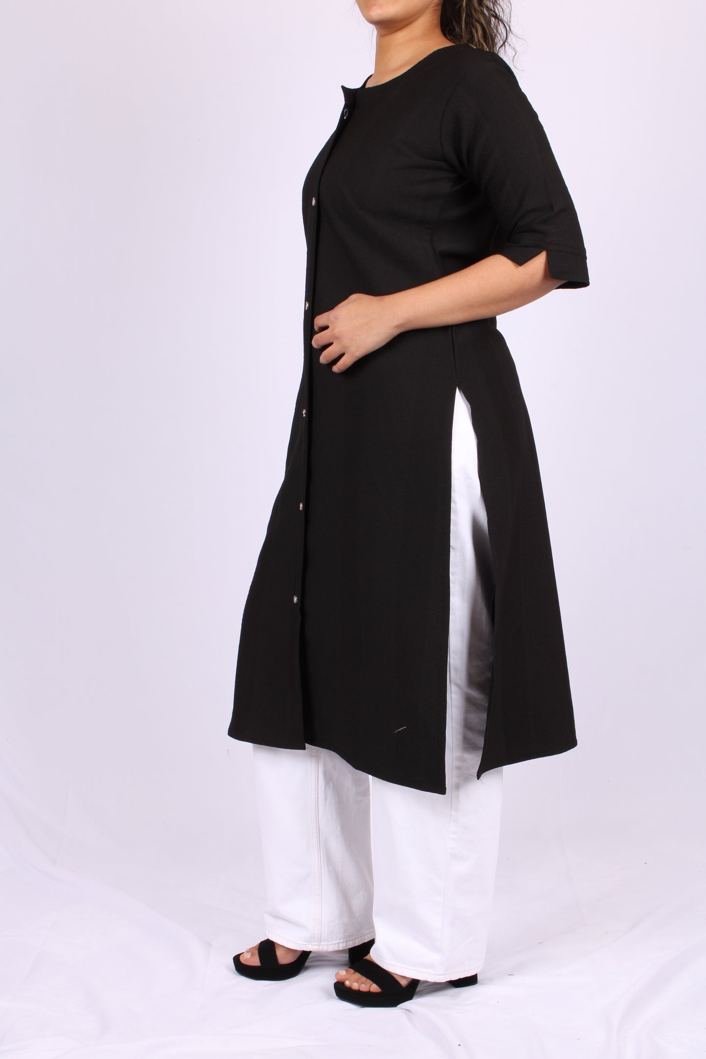 161-Kurti - Black textured