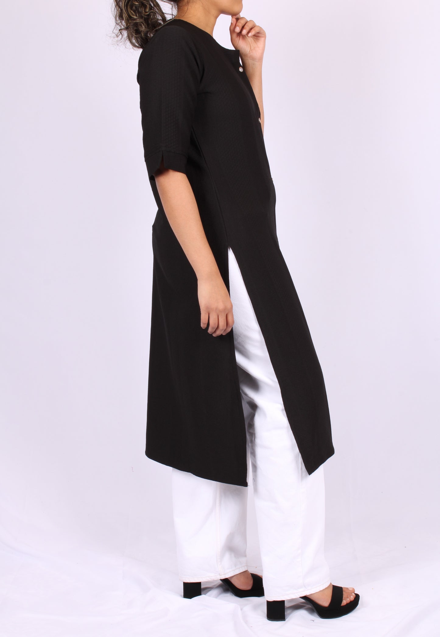 161-Kurti - Black textured